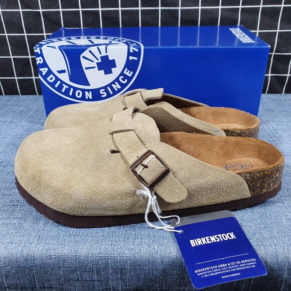 Birkenstock Boston Clogs | Mink | Women's Narrow Fit Suede - Picture 1 of 6